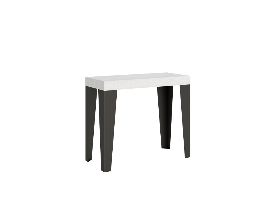 Flame konsolbord med antracitfärgade ben - Flame Litet utdragbart konsolbord 90x40/196 cm med vit ask och antracitfärgade ben