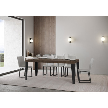 Flame konsolbord med antracitfärgade ben - Utdragbart konsolbord 90x40/196 cm Flame Small Premium naturek med antracitfärgade ben
