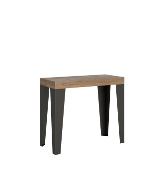 Flame konsolbord med antracitfärgade ben - Utdragbart konsolbord 90x40/196 cm Flame Small Premium naturek med antracitfärgade ben