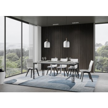 Ghibli Evolution konsolbord med antracit stomme - Utdragbart konsolbord 90x40/300 cm Ghibli Evolution Vit Ask med antracit stomme