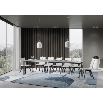 Ghibli Evolution konsolbord med antracit stomme - Utdragbart konsolbord 90x40/300 cm Ghibli Evolution Vit Ask med antracit stomme