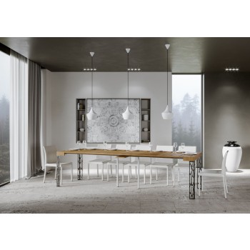 Ghibli konsolbord med antracit stomme - Utdragbart konsolbord 90x40/300 cm Ghibli Vit Ask med antracit stomme