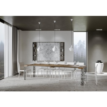 Ghibli konsolbord med antracit stomme - Utdragbart konsolbord 90x40/300 cm Ghibli Vit Ask med antracit stomme