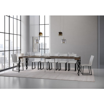 Karamay konsolbord med antracitfärgade ben - Karamay utdragbart konsolbord 90x40/300 cm med vit ask och antracitfärgade ben