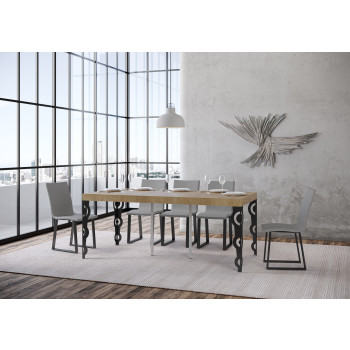 Karamay Premium konsolbord med antracitfärgade ben - Karamay Litet Premium utdragbart konsolbord 90x40/196 cm, vit ask, antracitfärgade ben