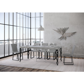 Karamay Premium konsolbord med antracitfärgade ben - Karamay Premium utdragbart konsolbord 90x40/300 cm med vit ask och antracitfärgade ben