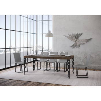 Karamay Premium konsolbord med antracitfärgade ben - Karamay Premium utdragbart konsolbord 90x40/300 cm med vit ask och antracitfärgade ben