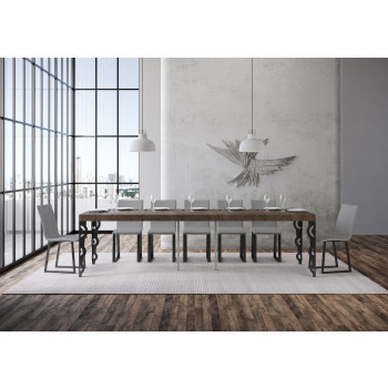 Karamay Premium konsolbord med antracitfärgade ben - Karamay Premium utdragbart konsolbord 90x40/300 cm med vit ask och antracitfärgade ben