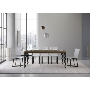 Karamay Premium konsolbord med antracitfärgade ben - Karamay Premium utdragbart konsolbord 90x40/300 cm med vit ask och antracitfärgade ben