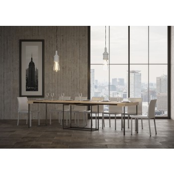 Nordica konsolbord med antracit stomme - Utdragbart konsolbord 90x40/300 cm Nordica Naturlig Ek med antracit stomme