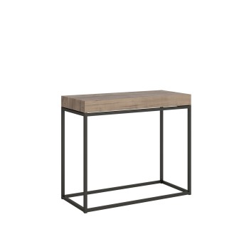 Nordica konsolbord med antracit stomme - Utdragbart konsolbord 90x40/300 cm Nordica Naturlig Ek med antracit stomme