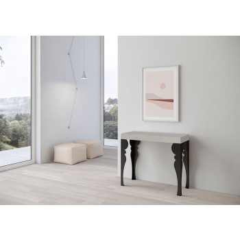 Paxon konsolbord med antracitfärgade ben - Paxon utdragbart konsolbord 90x40/300 cm vit ask med antracitfärgade ben