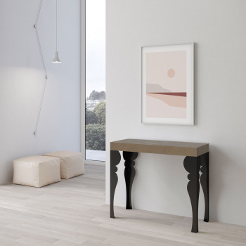 Paxon konsolbord med antracitfärgade ben - Paxon utdragbart konsolbord 90x40/300 cm vit ask med antracitfärgade ben