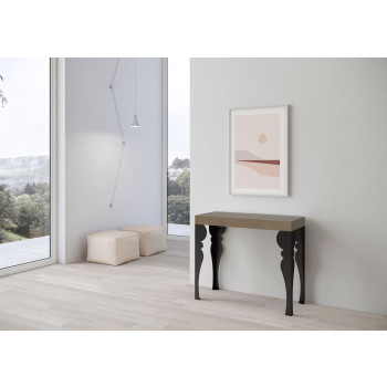 Paxon konsolbord med antracitfärgade ben - Paxon utdragbart konsolbord 90x40/300 cm vit ask med antracitfärgade ben
