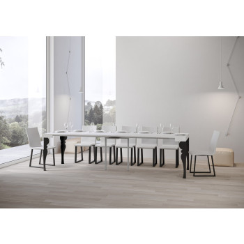 Paxon konsolbord med antracitfärgade ben - Paxon utdragbart konsolbord 90x40/300 cm vit ask med antracitfärgade ben