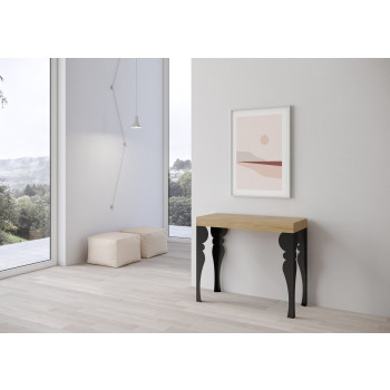 Paxon konsolbord med antracitfärgade ben - Paxon utdragbart konsolbord 90x40/300 cm vit ask med antracitfärgade ben