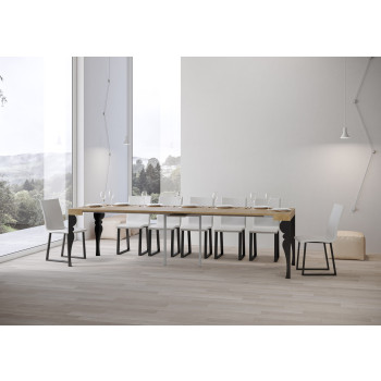 Paxon konsolbord med antracitfärgade ben - Paxon utdragbart konsolbord 90x40/300 cm vit ask med antracitfärgade ben