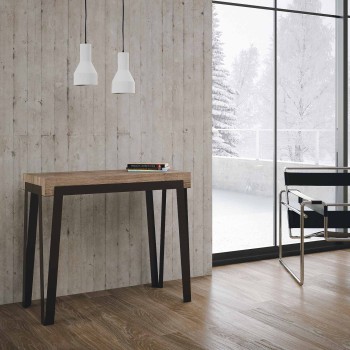 Rio konsolbord med antracit stomme - 90x40/300 cm Rio utdragbart konsolbord i naturlig ek med antracit stomme