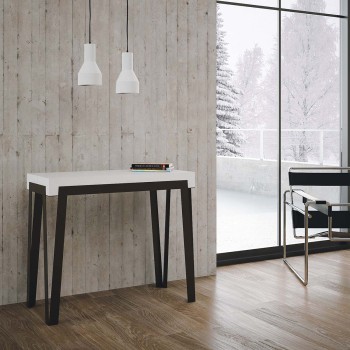 Rio konsolbord med rostfri stomme - Utdragbart konsolbord 90x40/196 cm Rio Liten Naturlig ek med rostfri stomme