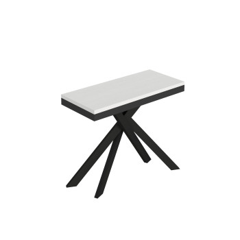 Saki Evolution konsolbord med antracitfärgade ben och ram - Saki Small Evolution utdragbart konsolbord 90x40/196 cm med vit ask och antracitfärgade ben