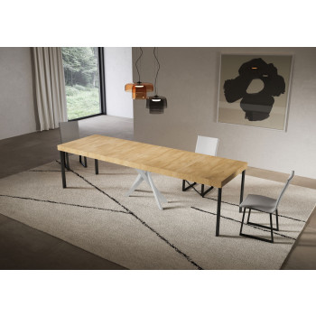 Saki Premium Konsolbord med vita ben - Utdragbart Konsolbord 90x40/300 cm Saki Premium Kashmir med vita ben