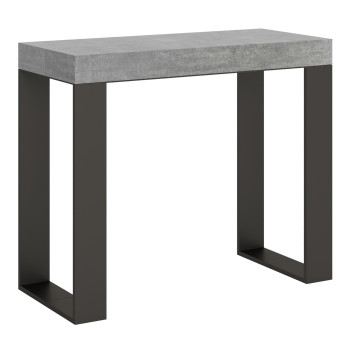 Tecno konsolbord med antracitfärgade ben - Tecno Litet utdragbart konsolbord 90x40/196 cm med vit ask och antracitfärgade ben