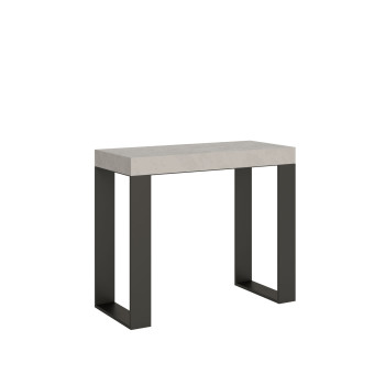 Tecno konsolbord med antracitfärgade ben - Tecno Litet utdragbart konsolbord 90x40/196 cm med vit ask och antracitfärgade ben