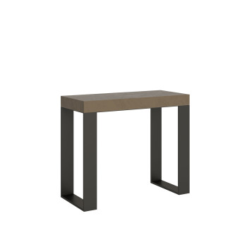 Tecno konsolbord med antracitfärgade ben - Tecno Litet utdragbart konsolbord 90x40/196 cm med vit ask och antracitfärgade ben