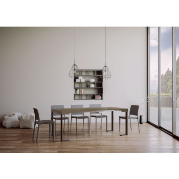 Tecno konsolbord med antracitfärgade ben - Tecno Litet utdragbart konsolbord 90x40/196 cm med vit ask och antracitfärgade ben