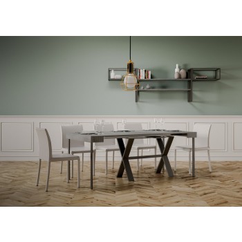 Xenia konsolbord med antracit stomme - Utdragbart konsolbord 90x40/196 cm Xenia Liten Vit Ask med antracit stomme