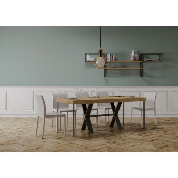Xenia konsolbord med antracit stomme - Utdragbart konsolbord 90x40/300 cm Xenia Premium Naturlig Ek med antracit stomme