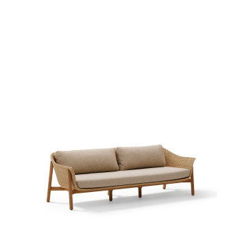 Galea 3-sitssoffa i massiv teak och konstrotting 223 cm FSC 100%