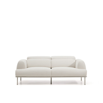 Aurum 2-sitssoffa i ecru chenille med lutbar huvudgavel och mattbeige metallbas 214 cm FSC Mix Credit