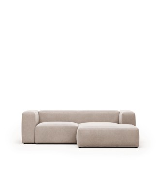 Blok 2-sits soffa schäslong höger beige 240 cm