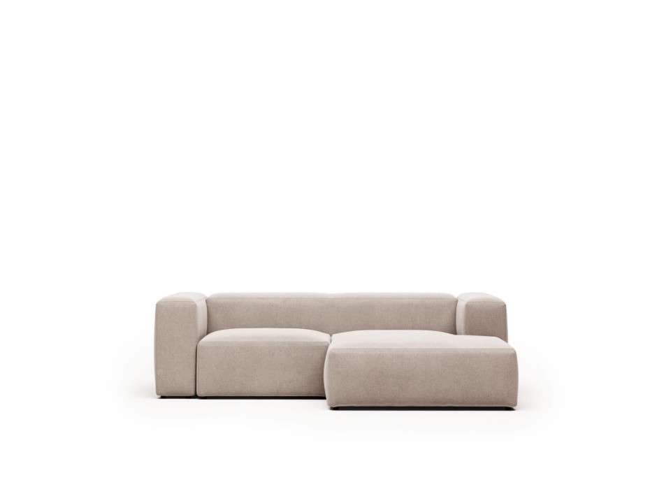 Blok 2-sits soffa schäslong höger beige 240 cm