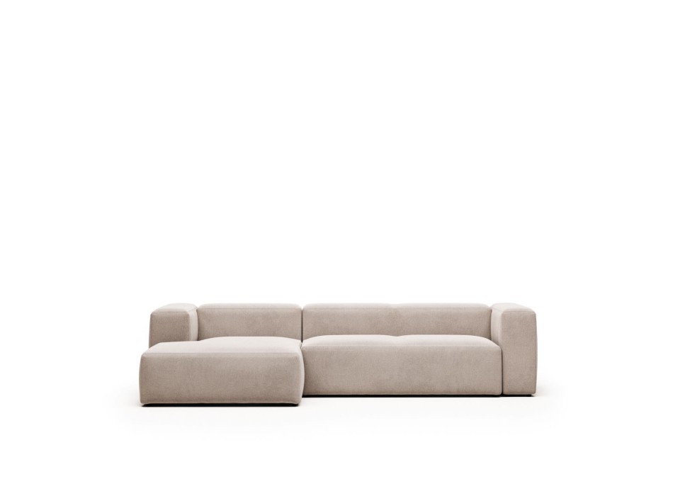 Blok 3-sitssoffa med vänster schäslong, beige, 300 cm