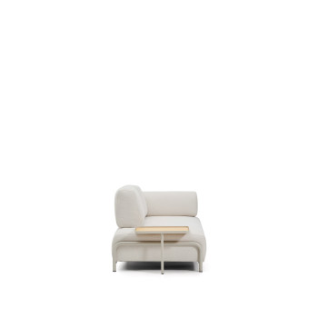 Compo 2-sitssoffa i ecru chenille, stort bricka med ekfaner och beige metallstomme 200 cm FSC Mix Credit