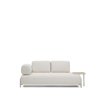 Compo 2-sitssoffa i ecru chenille, stor bricka med ekfaner och beige metallstomme 200 cm FSC Mix Credit