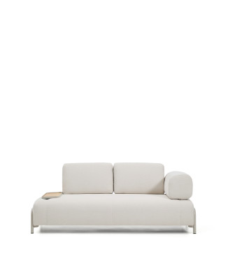 Compo 2-sitssoffa i ecru chenille, liten bricka med ekfaner och beige metallstomme 200 cm FSC Mix Credit