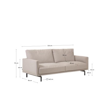 Galene 3-sits beige soffa 214 cm