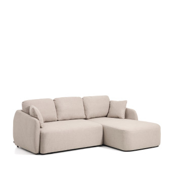 Laira 3-sits bäddsoffa i beige chenille med schäslong höger 246 cm FSC Mix Credit