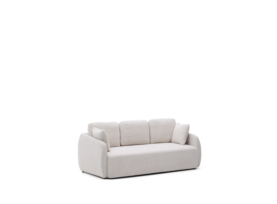 Laira 3-sits bäddsoffa i ecru chenille, 218 cm, FSC Mix Credit