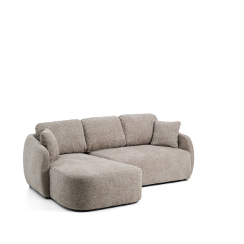 Laira 3-sits bäddsoffa i duvgrå chenille med schäslong vänster 246 cm FSC Mix Credit