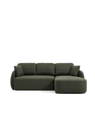 Laira 3-sits bäddsoffa i mörkgrön chenille med schäslong höger 246 cm FSC Mix Credit