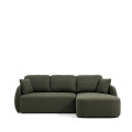 Laira 3-sits bäddsoffa i mörkgrön chenille med schäslong höger 246 cm FSC Mix Credit