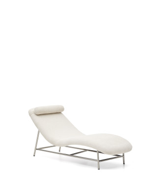 Osla soffa i beige chenille med ben i borstat rostfritt stål 175 cm