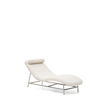 Osla soffa i beige chenille med ben i borstat rostfritt stål 175 cm