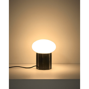 Idela bordslampa i rökfärgat glas och svart marmor Ø 15 cm