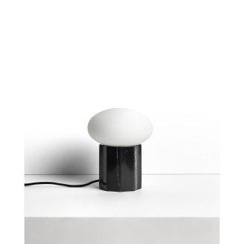 Idela bordslampa i rökfärgat glas och svart marmor Ø 15 cm