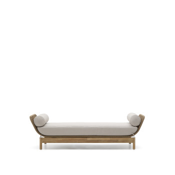 Catalina beige solstol i rep och massivt akaciaträ FSC 100%